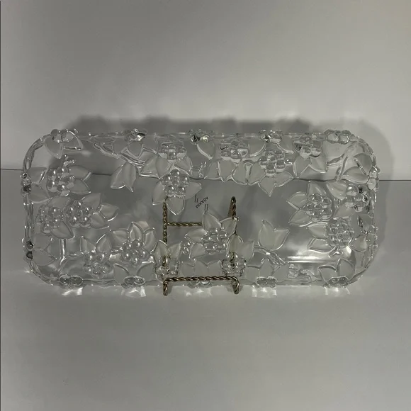 Mikasa West Germany Clear Serving Dish/Tray Floral Walther Crystal - Picture 2 of 5
